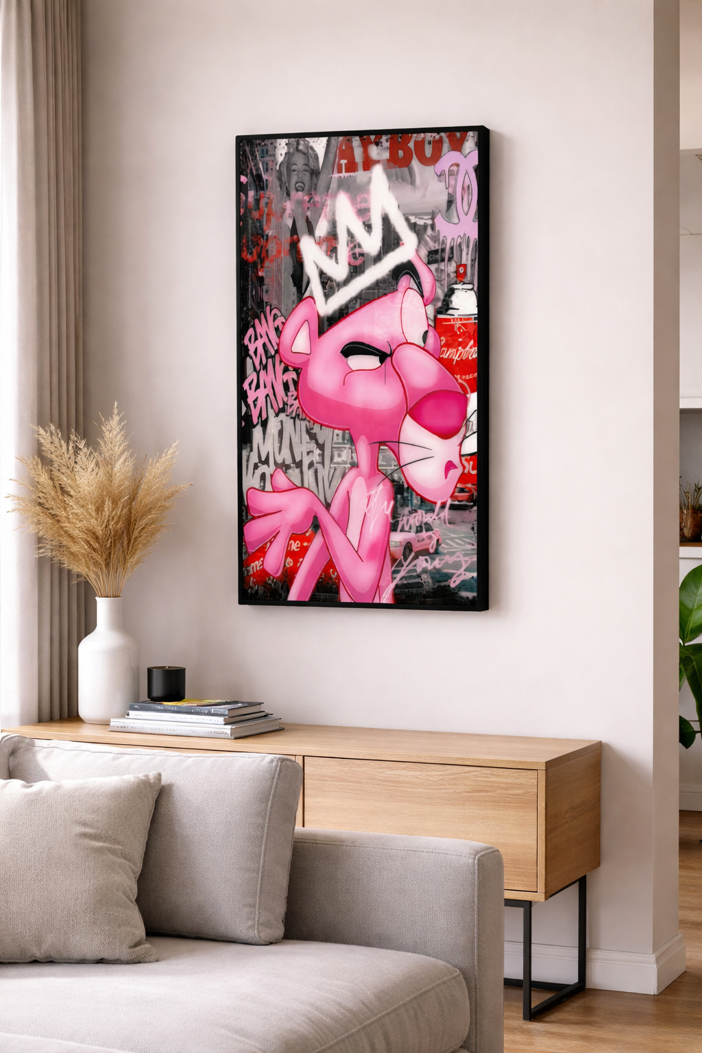 “Pink Panther Street Art  – Urban Pop Art Statement Piece”