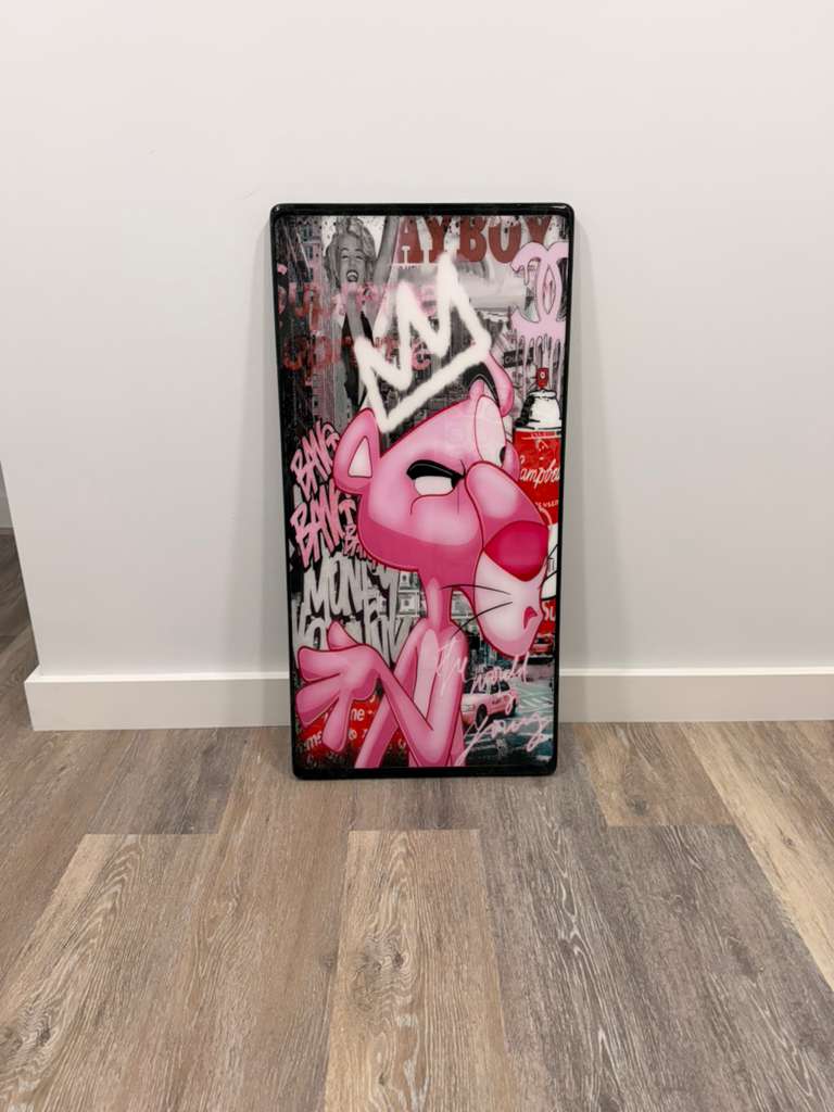 “Pink Panther Street Art  – Urban Pop Art Statement Piece”
