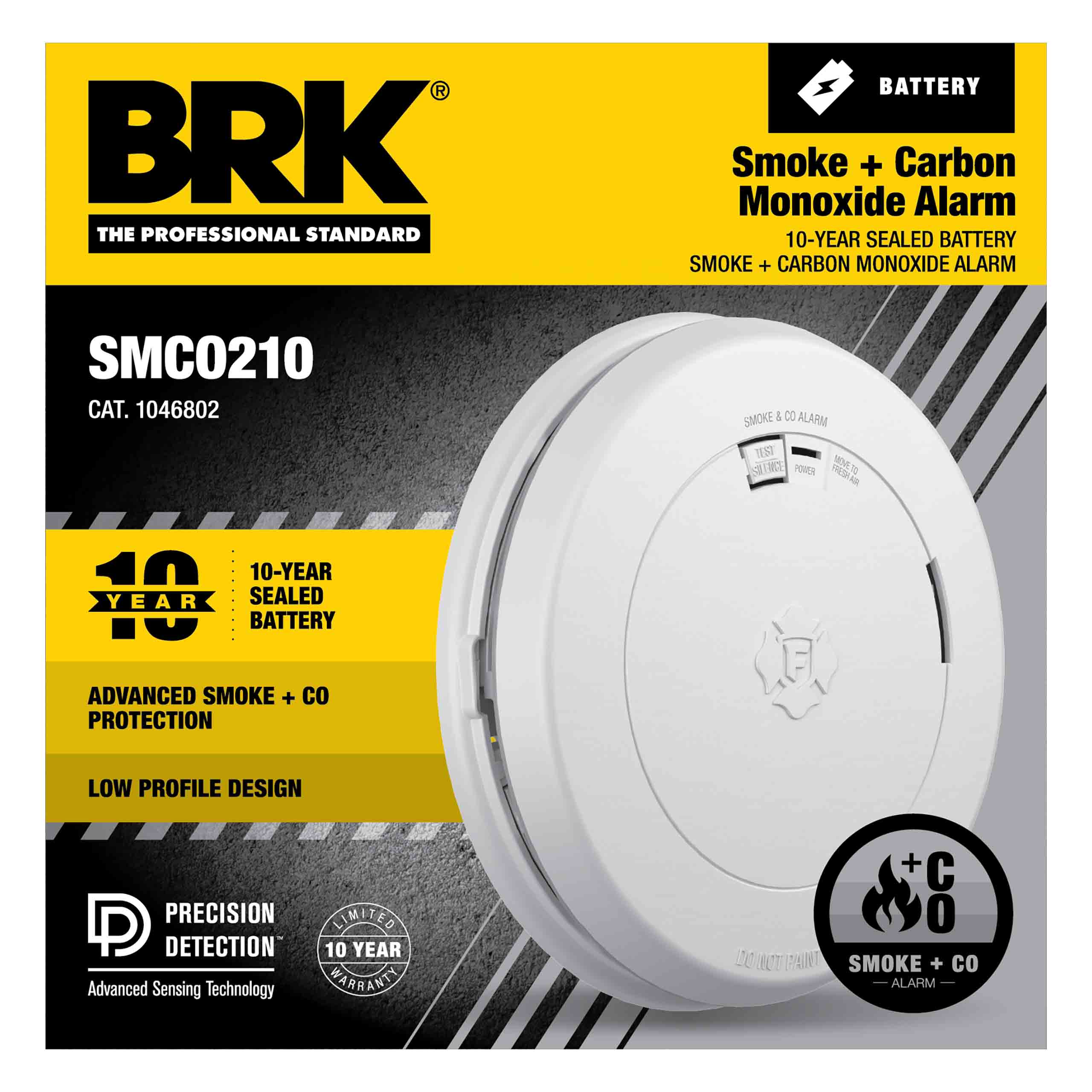BRK Electronics Smoke & CO Alarm, Slim-Profile Design SMC0210